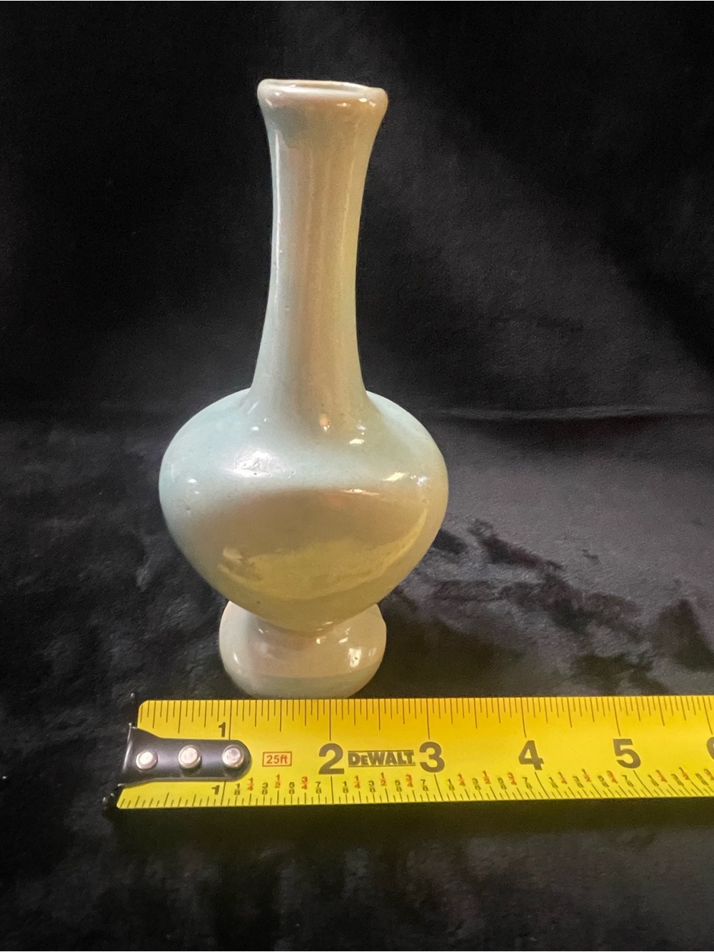 Vintage Glossy Pale Blue Green Bud Vase - Numbered